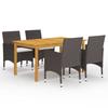 Garden Dining Set - vidaXL - 5 Pcs - Acacia Wood - Woven Resin - Removable Cushions