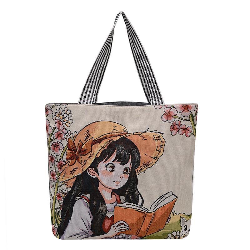 Artic National Style Canvas Tote Bag With Embroidered Butterfly For Daily Use