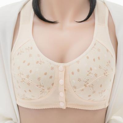 Printed Front Buckle Underwear for Women Tank Top Style Middle-aged and Elderly Bra Large Size Without Steel Ring Underwear for Women
