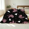 Lightweight Flannel Blanket Heart Pattern, Soft Warm, Home & Car Use, Perfect Valentine's Gift