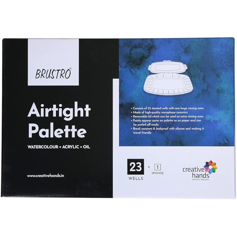 Brustro Artists Airtight Peel-Off Palette 23 Wells With Separable Lid For Oil, Acrylics, Watercolour And Gouache Made Of