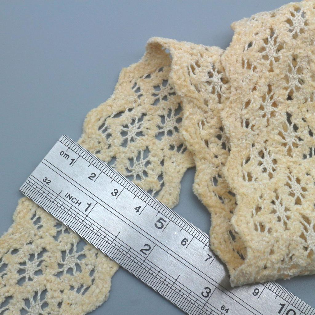 Fleece Double Serrated Lace Cotton Embroidery Lace, Cotton Thread Lace Water Soluble Embroidery Lace