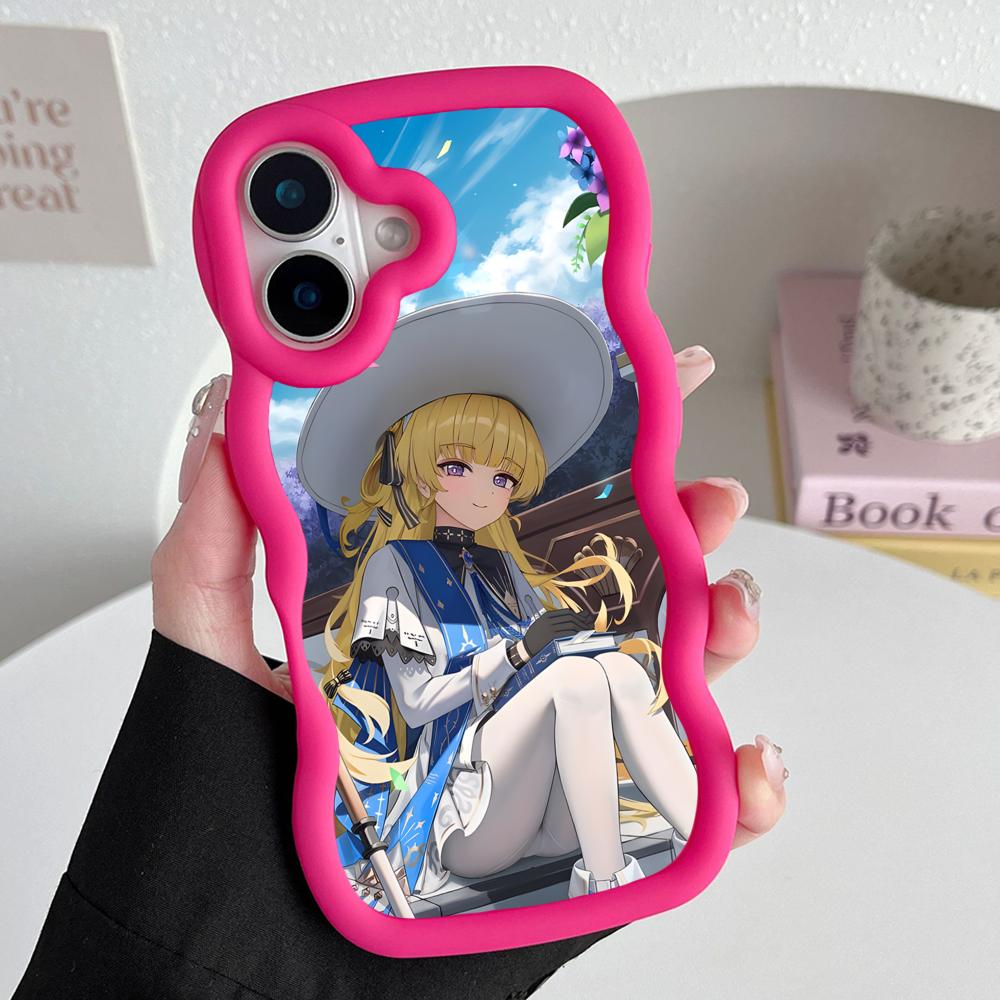 Wuthering Waves Phoebe Telefoonhoesje voor iPhone 17 16 15 14 13 12 11 Air Pro Max Plus Golvende Rand TPU Kleurrijke Hoes Luxe Hoes