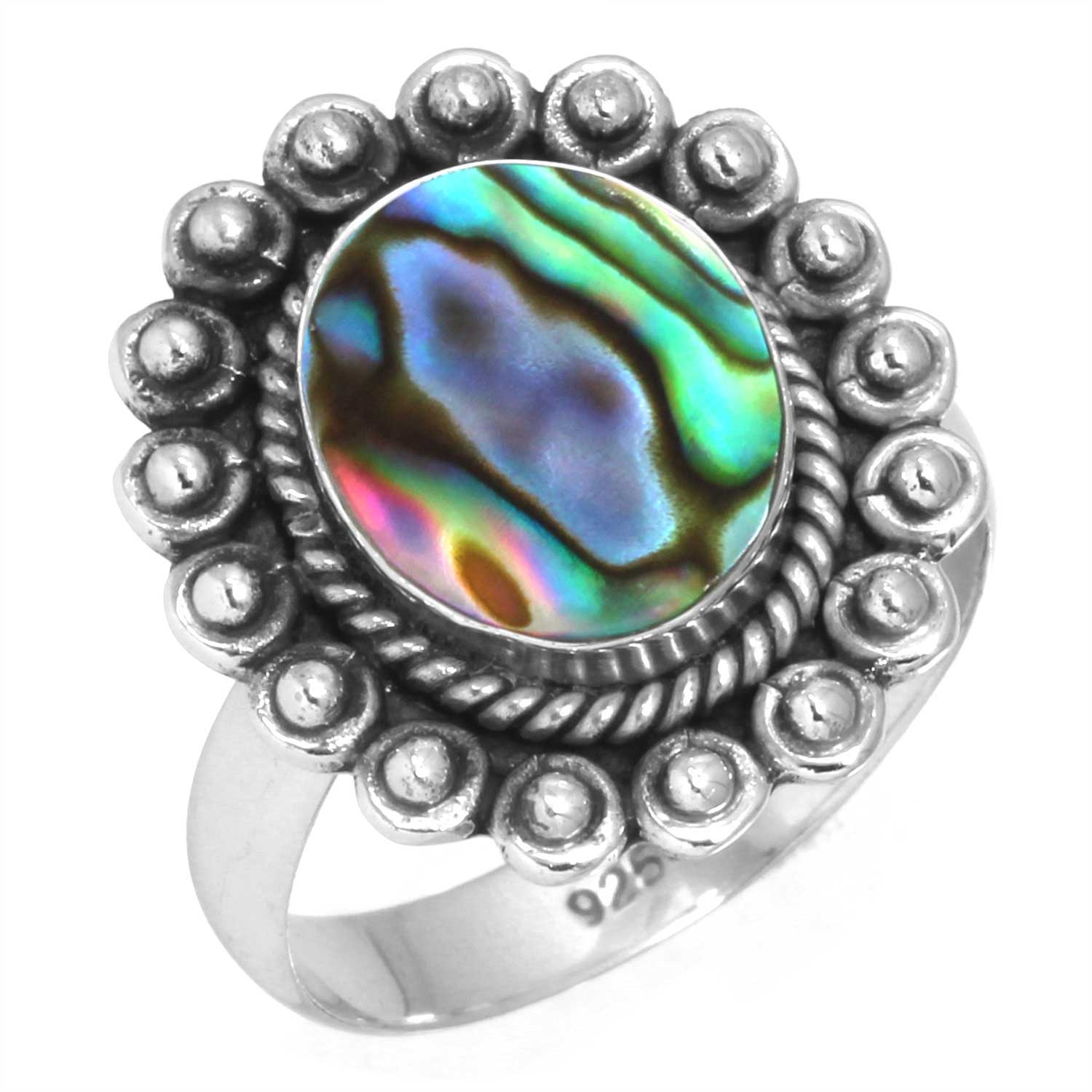 

Кольцо из стерлингового серебра 925 пробы с драгоценными камнями, ювелирные изделия ручной работы, подарок на День матери, аквамариновый халцедон, ракушка-ушка, синий солнечный камень, лабрадорит, пренит 9