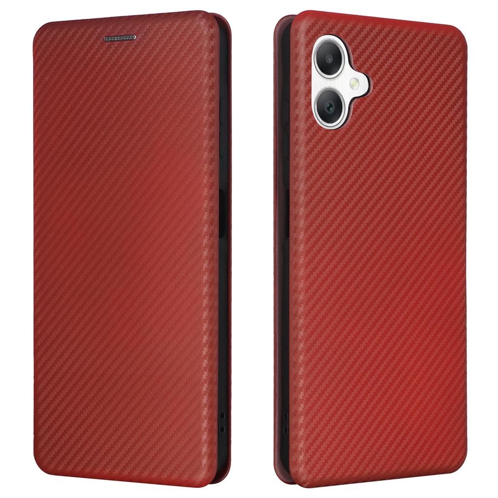 For Samsung Galaxy A06 5G Case Carbon Fiber Texture Drop-Proof PU Leather Phone Cover