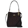Town Canvas With Leather Bucket Bag, Portable Crossbody Bag, Shoulder Bag Small Women's Dark Brown 2312-IMAA8