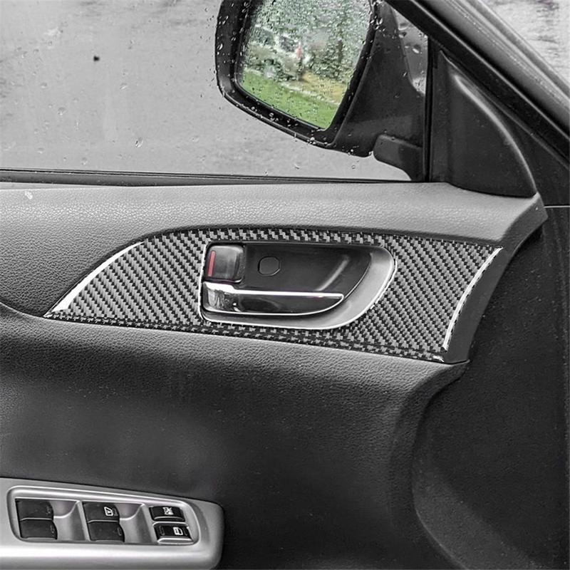 A87Q-Carbon Fiber for Subaru Impreza 2009 2010 2011 Car Inner Door Handle Panel Cover Trim Interior Accessories