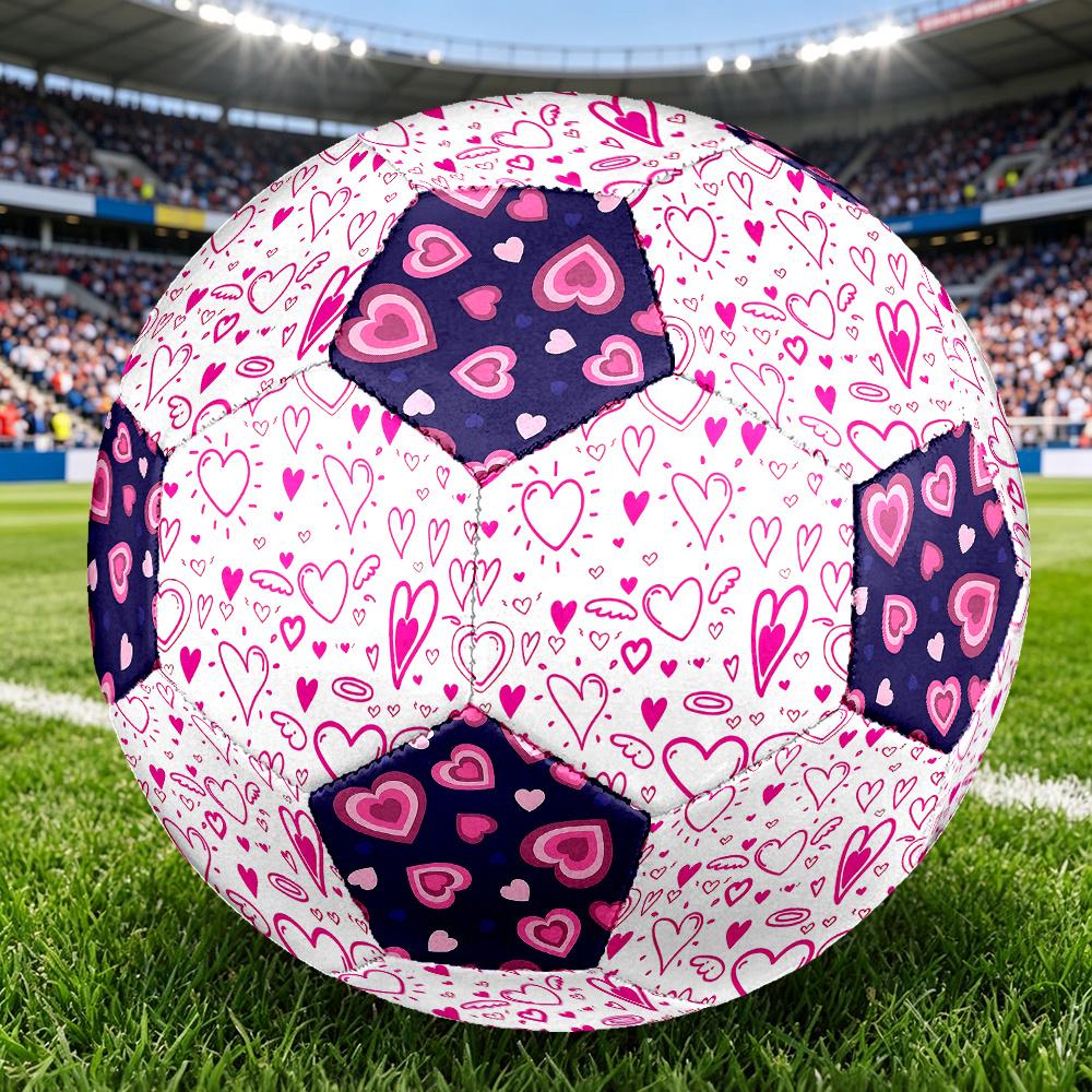 1PC Pink Hearts Soccer Ball Size 5 Football Machine Sewn Indoor/Outdoor Universal Football A89