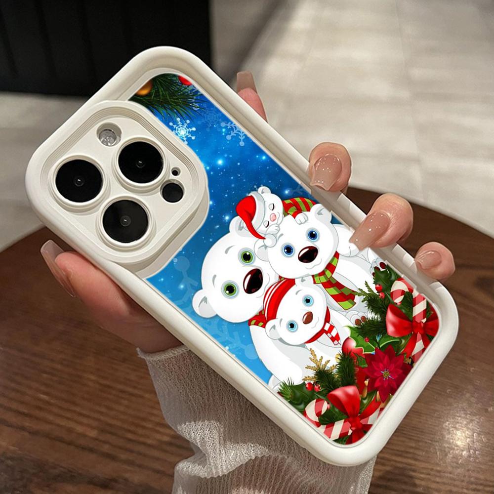 Sky Eye Ladder Soft Case for Samsung A06 A15 A25 A35 A55 A14 A24 A34 S23 S24 FE All Samsung Models Phone Cases Cover NY42 Merry Christmas Bear Deer