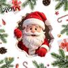 Reusable PVC Wall Decorations 3D Christmas Santa Claus Stickers, Self Adhesive Decals with Realistic Breaking Atmosphere Room Decor Effect,