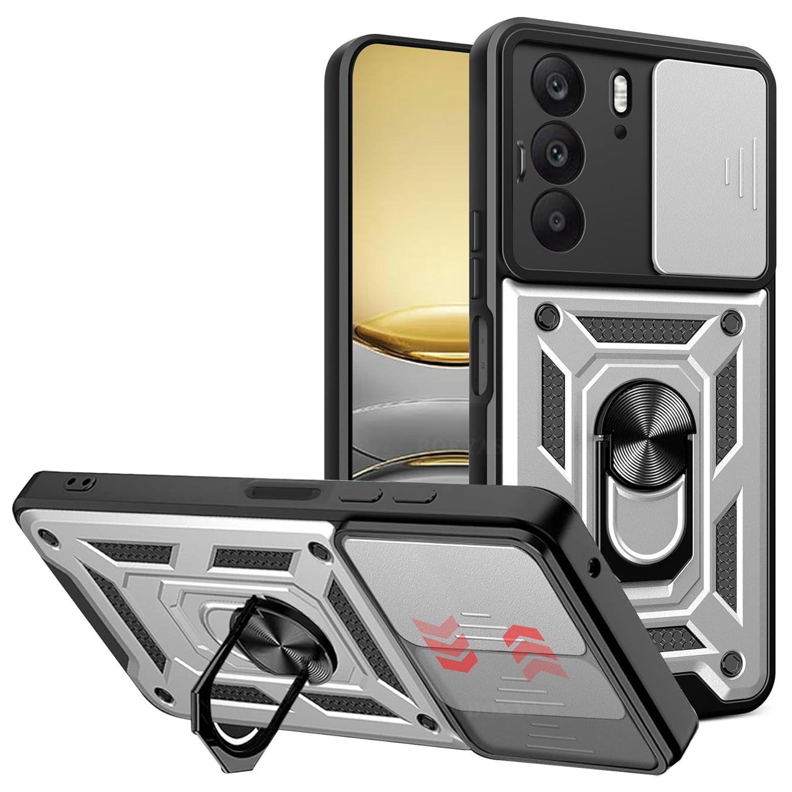 

Противоударный чехол-подставка для телефона Realme C71 C75 4G, защита объектива с кольцом-магнитом, коке, fundas Realme C75 4G серебряный