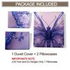 Blue Butterfly Print Duvet Cover Set(1 Duvet Cover & 1/2 Pillowcase) Aesthetic Galaxy Bedding Set For Bedroom Decor