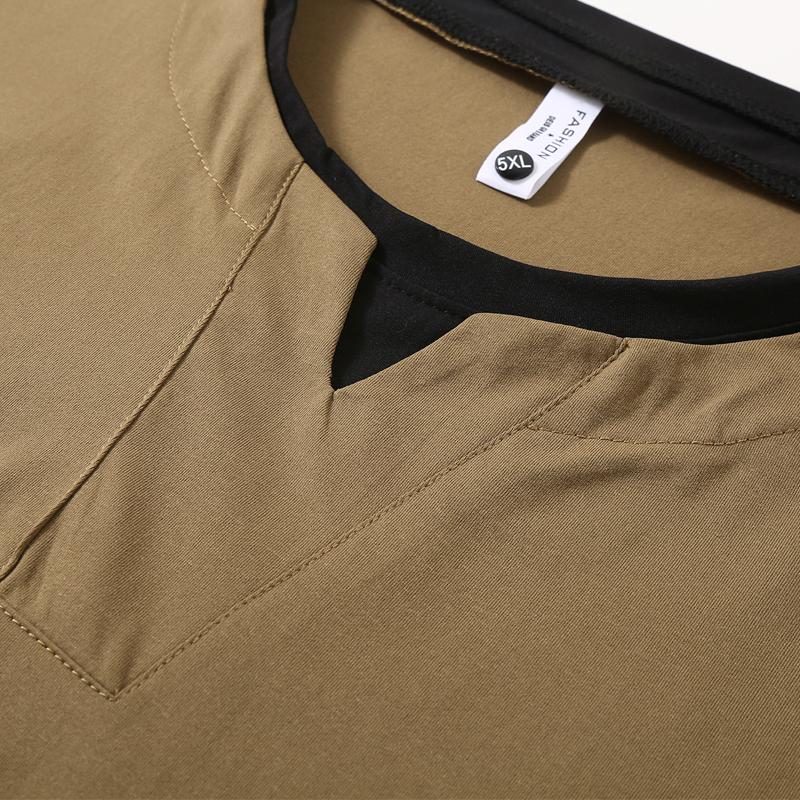 Pánské tričko s falešným dvoudílným designem, prodyšné strečové tričko s krátkým rukávem, nadměrná velikost (5XL-13XL)