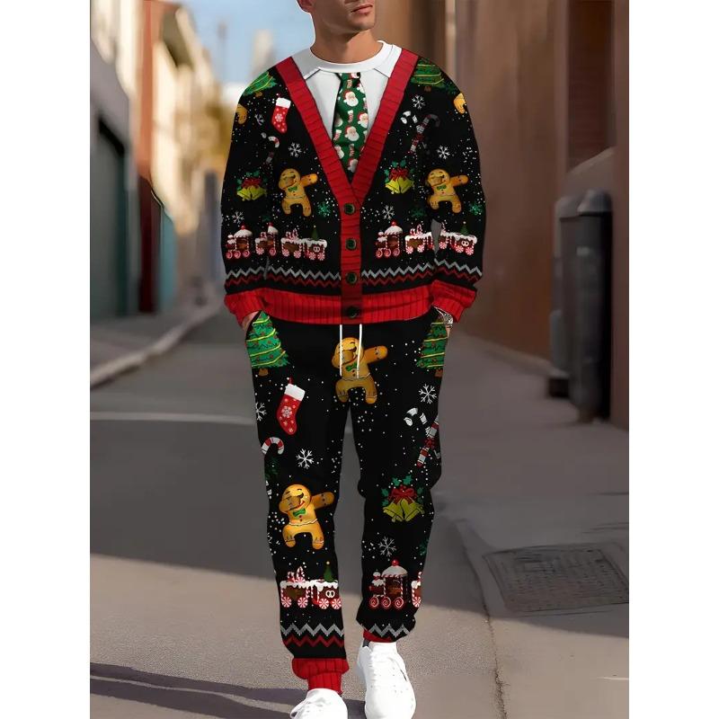 Christmas Clothing Set Spring Autumn Men Women Fashion 3D Print 2PCS Suit Casual Sportswear Sweatshirt Jogging Pants 2Pcs Sets