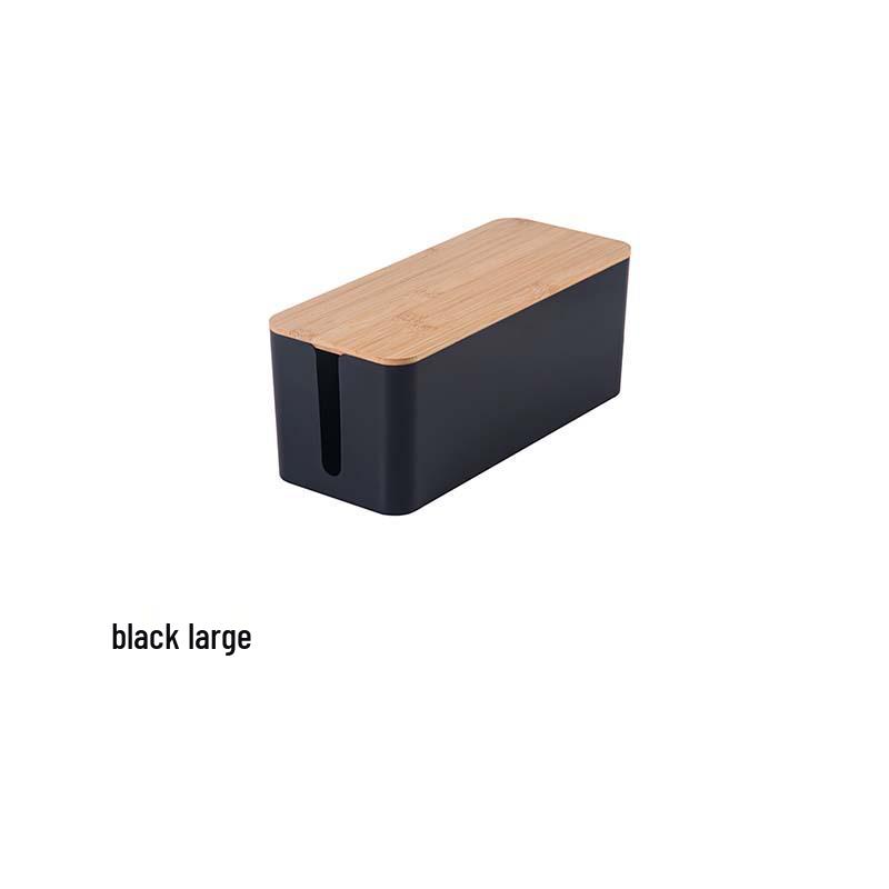 Wire Storage Box with Wooden Lid - Socket & Cable Organizer