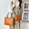 New Plaid Embroidered Tote Bag Casual Women's Bag Two-piece Set Small Square Bag Wide Shoulder Strap Messenger Bag One Piece