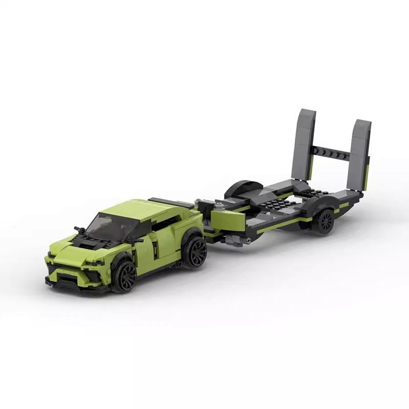 Speed Champion Technisches Auto Lamborghinis Urus SUV mit Anhänger Cty Rennfahrzeuge Baustein Kompatibel mit LEGO als Geschenk