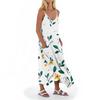 Women's Casual V Neck Floral Print Sleeveless Pocket Suspender Dress