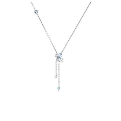 Fan Qi White Copper Butterfly Dance Tassel Necklace – Elegant Light Luxury Fashion