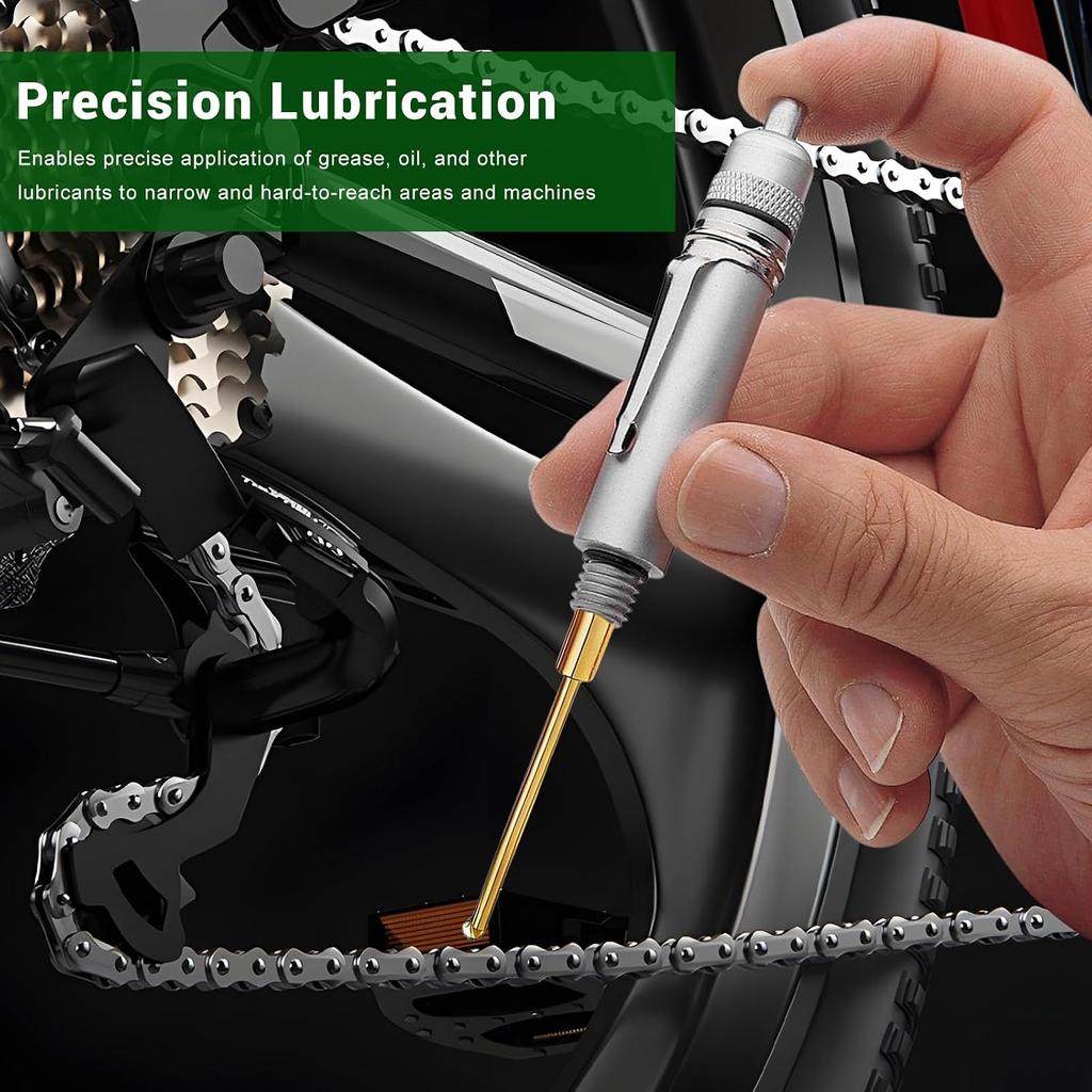 Precision Oiler, Aluminum Dripping Oil Pen with Solid Internal Needle & Pocket Clip, Automotive Precision Pin Point Applicator Lube Systems Oiler for