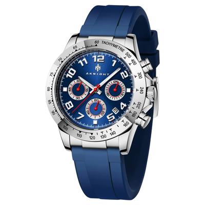 AKNIGHT Watch Fashionable Popular Quartz Soft Silicone Strap Chronograph Easy To See Luminous Analog Arm Clock Waterproof Date Watch for Men Japanese