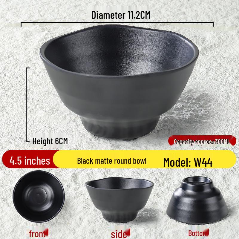 Black Matte Melamine Rice & Dipping Sauce Bowl for Restaurants, Hotels, Hot Pot, and Malatang.