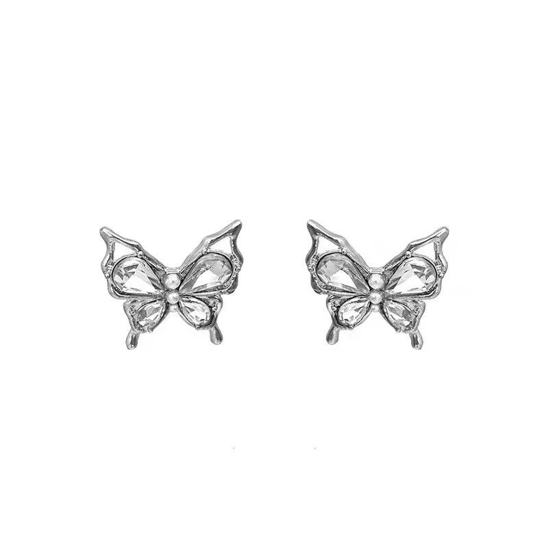Butterfly zircon stud earrings women s simple and versatile niche design earrings earrings without pierced earclips