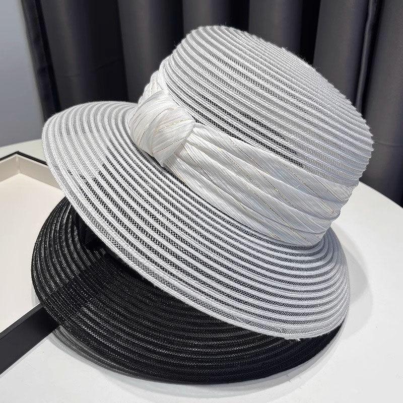 Fashionable Summer Woven Top Hat Women's Light Luxury Top Hat Breathable Sun Hat New Sun Protection Basin Hat