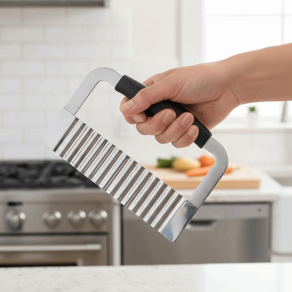 Non-slip Handle Wavy French Fries Cutter Stainless Steel Potato Chopper Crinkle Cutter  Vegetable