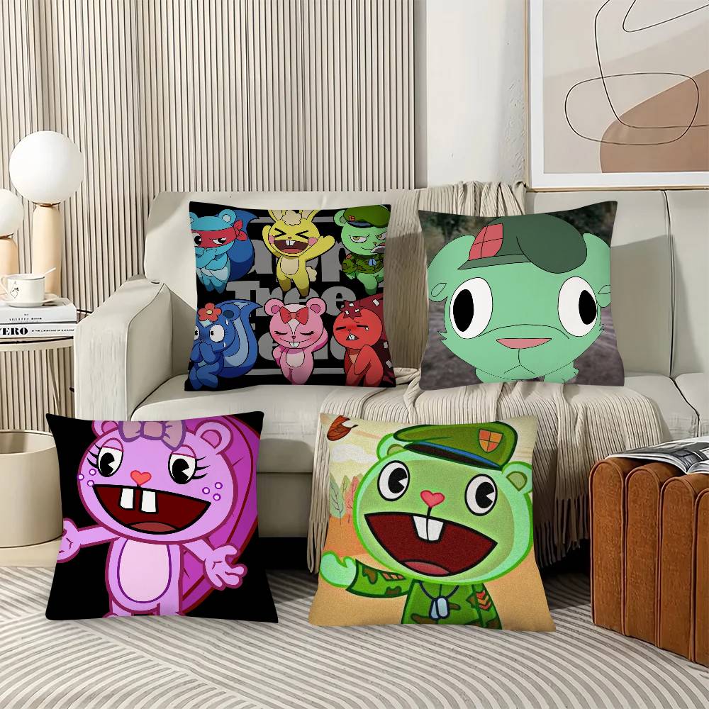 1Pc Anmie A-Happy Tree Friends-S Pillow Case Fashion Square Pillowcase Bedroom Sofa Room Ins Decoration Leisure
