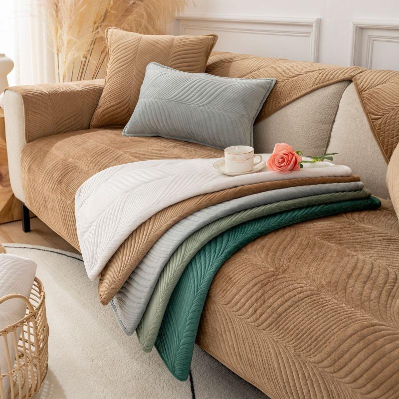 New Plush Combination Sofa Cushion Warm Plush Couch Cover Cushion for Autumn and Winter High-end Antiskid Leather Sofa Cover