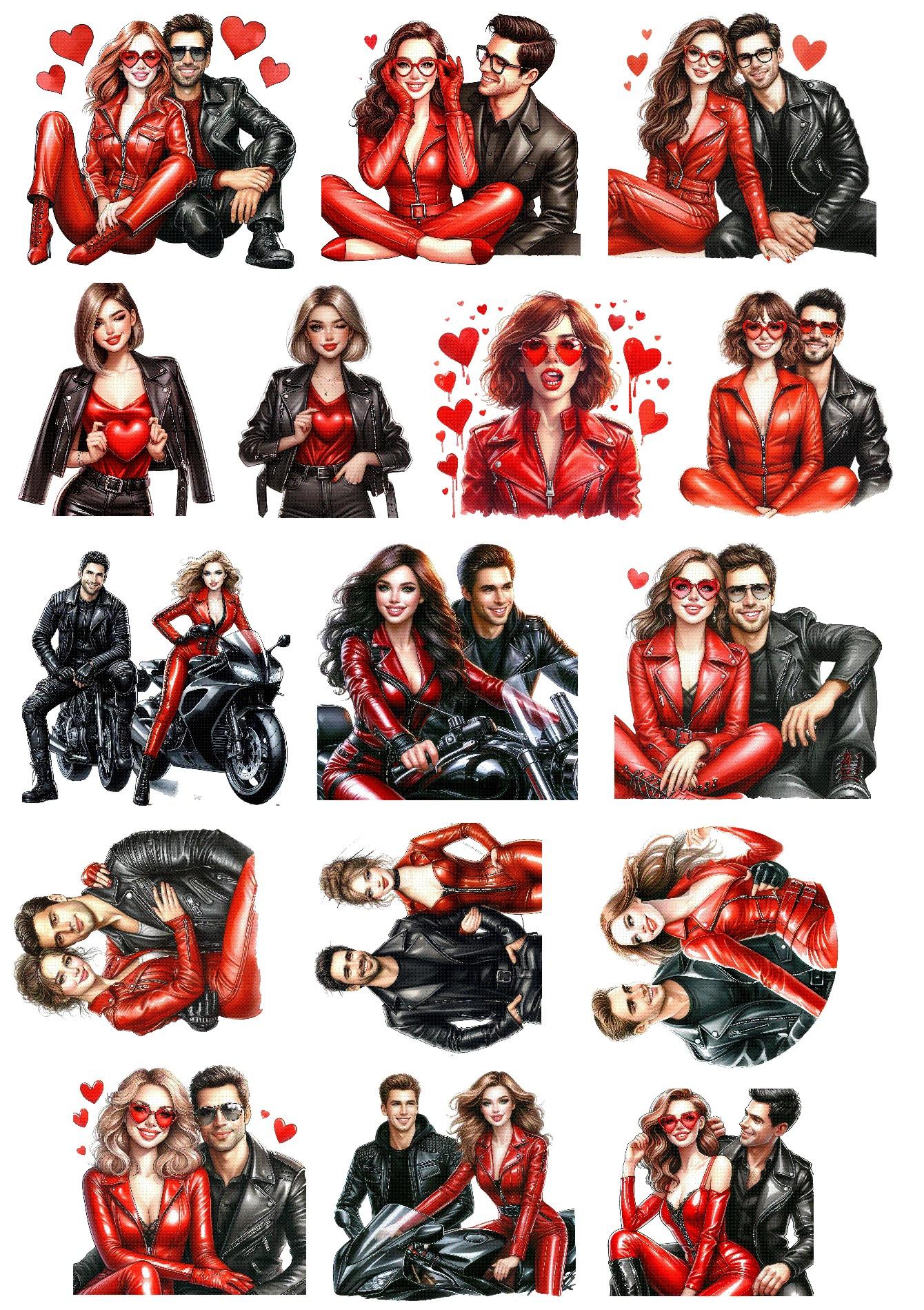 

1 set Cool and handsome leather couple motorcycle driver Stickers Decorative Labels Scrapbooking Collage Journal Supplies белый