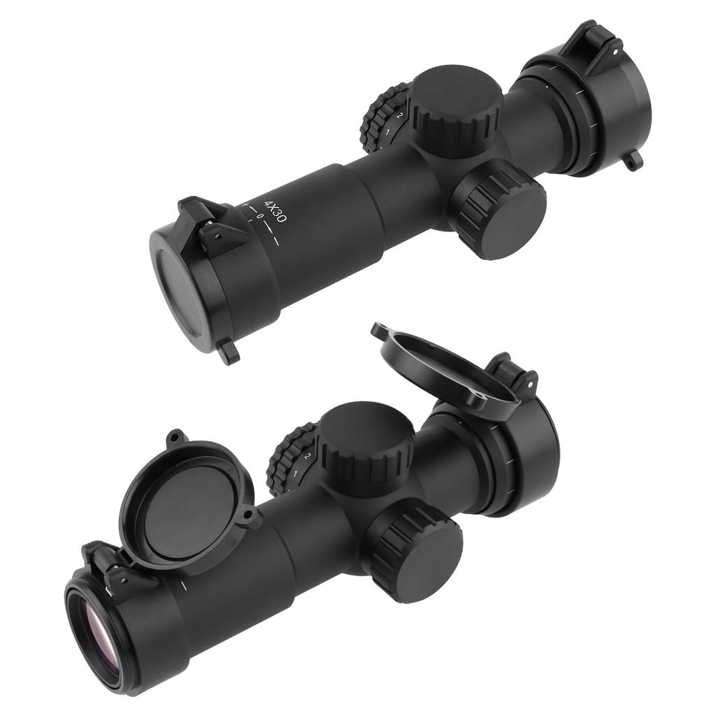 FOCUHUNTER 4x30 AO Compact Scope with Parallax Adjustable Focus, 5-Level Red and Green Reticle, 12MOA, 1200G Recoil, IP67 Waterproof, 16.5cm Long,