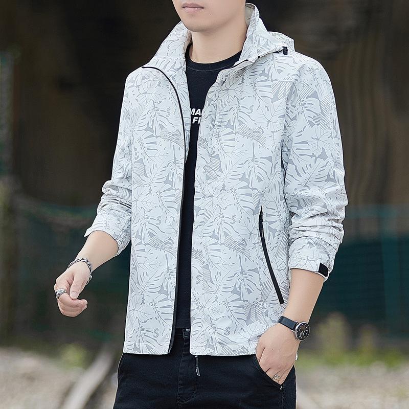 

Весенне-осенняя куртка с воротником-стойкой, корейская версия модного тренда с капюшоном, тонкая куртка для пар, повседневная куртка для мужчин и женщин M