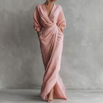 Women's Suede Lapel not Included Belt Maxi Dress Single-Breasted Long Sleeve Tailored Fall Winter Semi-Formal