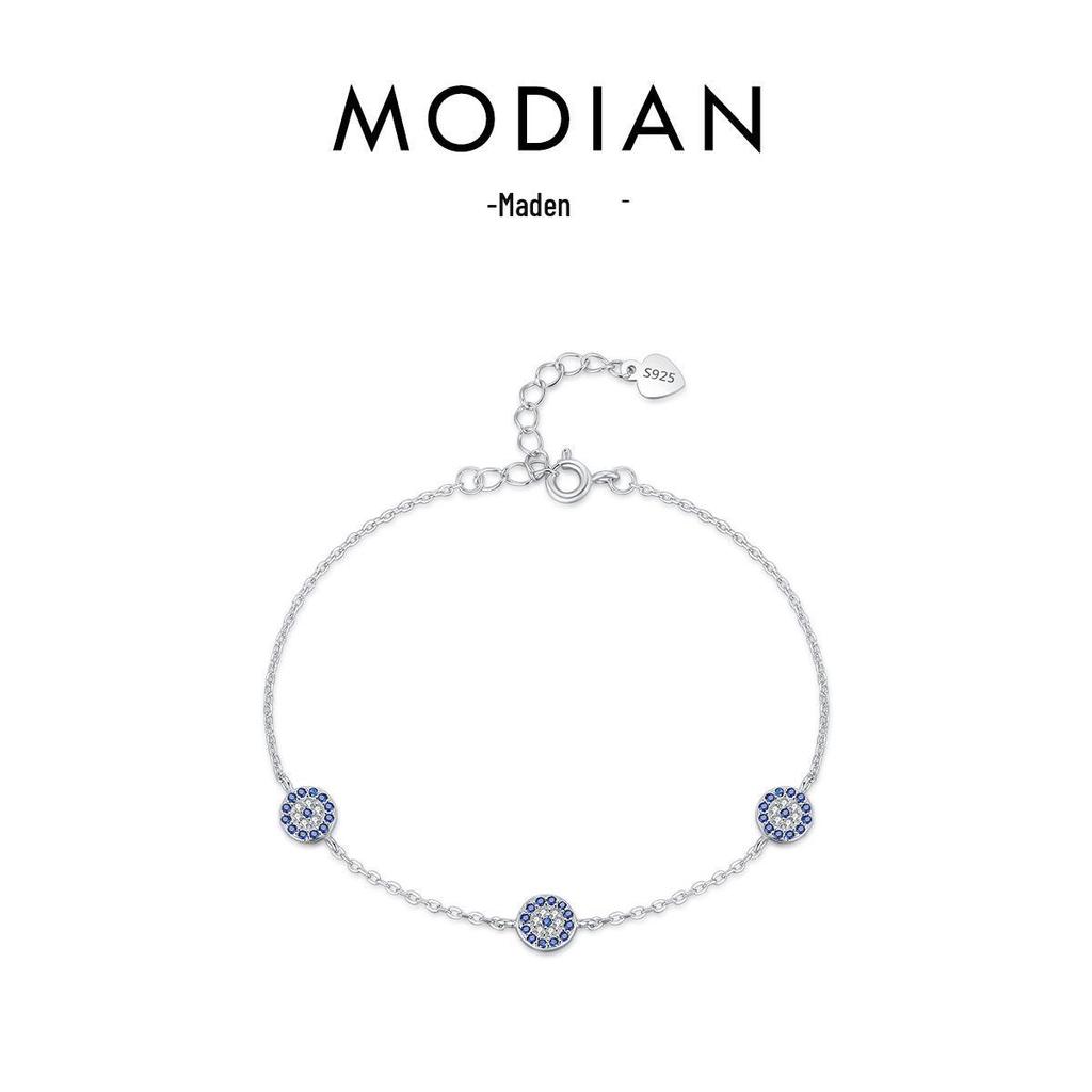 Modian S925 Sterling Silver Devil's Eye Diamond Bracelet for Women - Light Luxury European American Style.
