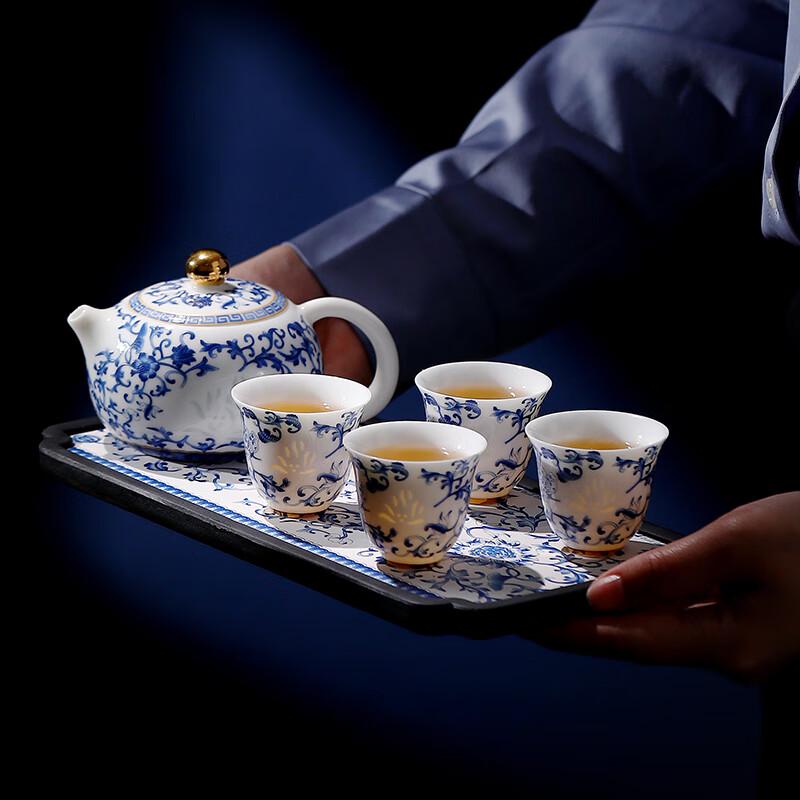 Yihude Blue & White Lotus Ceramic Tea Set