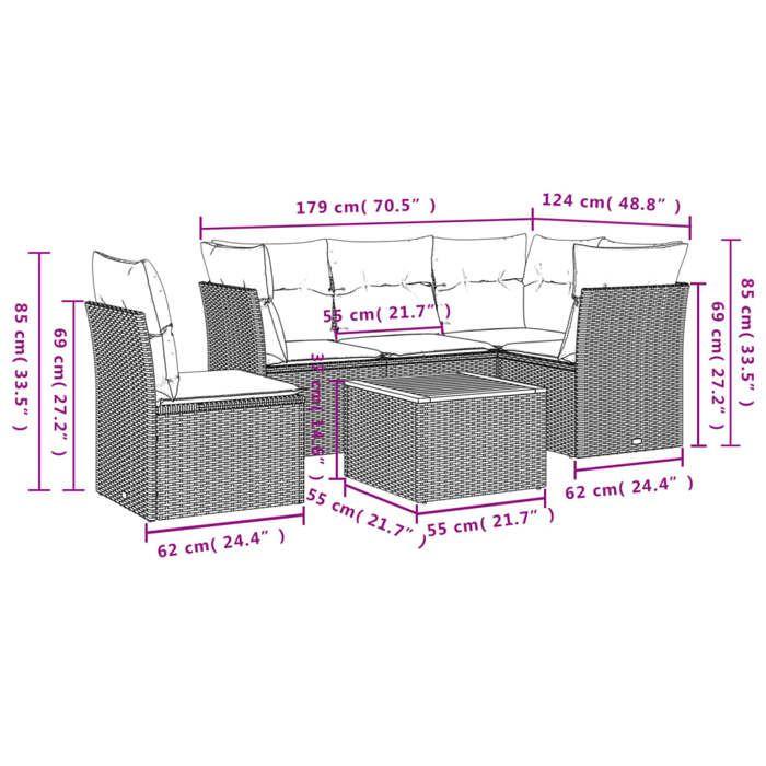 VidaXL Garden Lounge Set 6 Pcs with Cushions Black Wicker 3223641