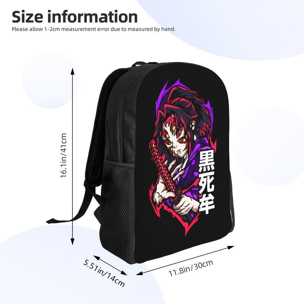 Demon Slayers Backpack for Women Men Waterproof College School Kokushibo Bag Printing Bookbag