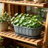 Rectangular Plastic Planter with Drainage Tray Durable Lightweight Garden Flower Pot Container Suitable for Indoor and Outdoor Use