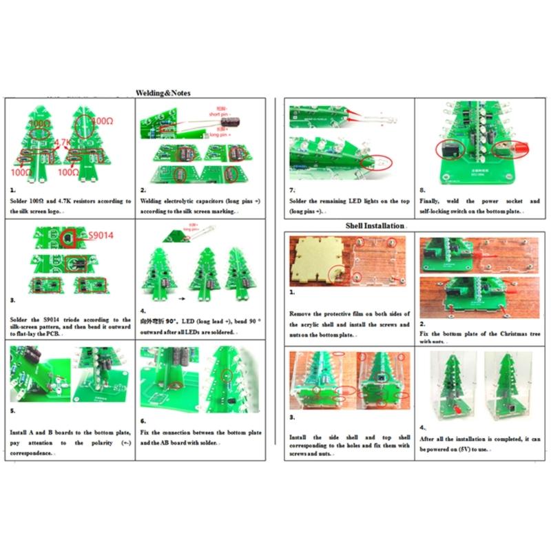 Colorful 3D Christmas Tree Led DIY Kit, Colorful Flash RGB LED Circuit Electronic Assemble Funny Kit, STEM Project