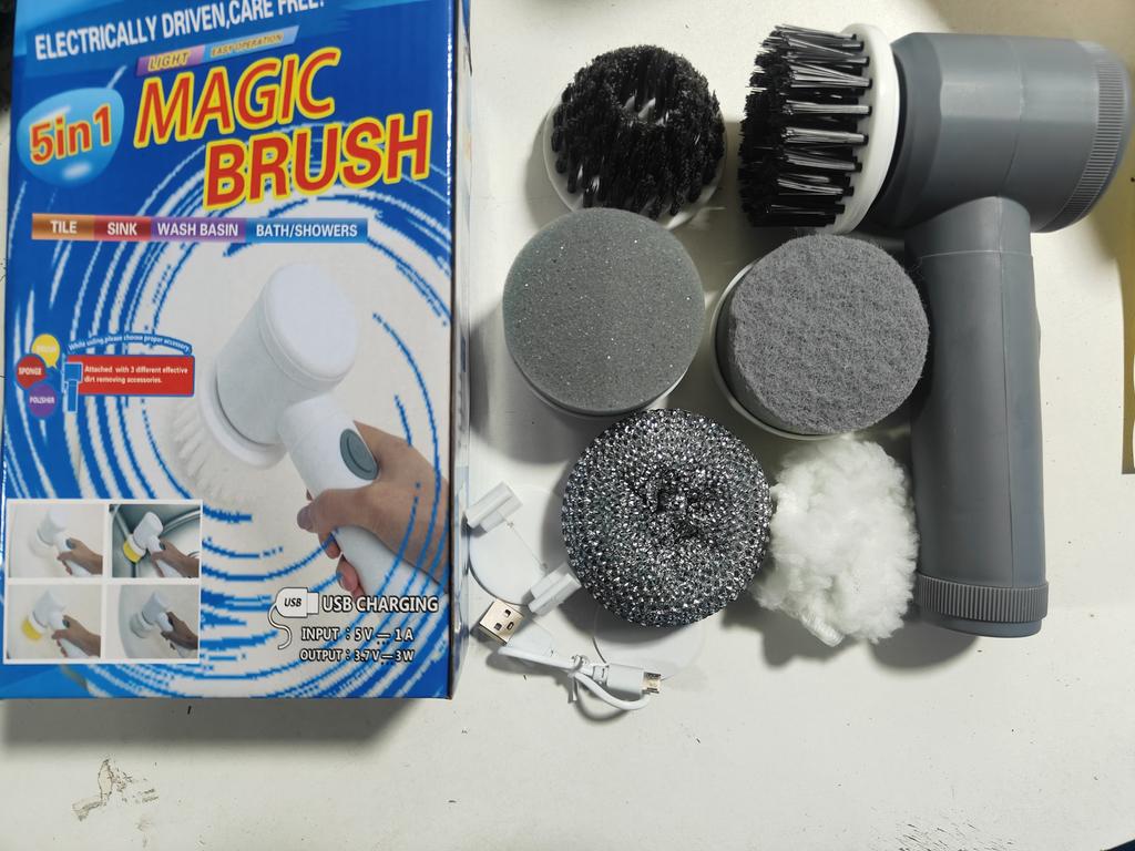 Portable Handheld Electric Cleaning Brush Cordless Spin Scrubber With 6 Replaceable Brush Heads Powerful Cleaning Capability