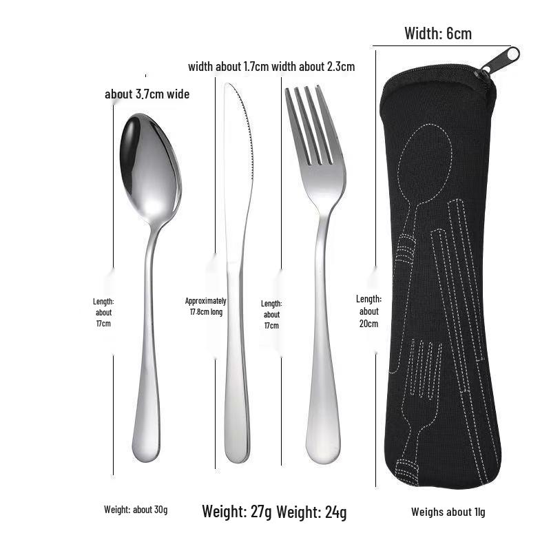 Stainless Steel Cutlery Set: Knife, Fork, Spoon & Chopsticks - Portable 4-Piece Set for Students, Travel, & Gifts