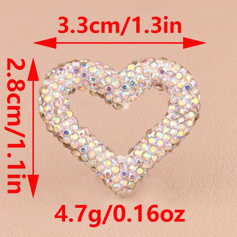 Heart-Shaped Polymer Clay Beads with Hollow Heart and Dense Rhinestones - DIY Pendant Chain Accessories