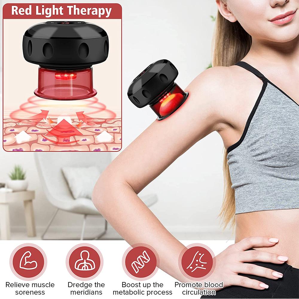 Elektryczny Zestaw do Terapii Bańkami z Czerwonym Światłem 4 w 1 Typ Przyciskowy Terapia-12 Biegów