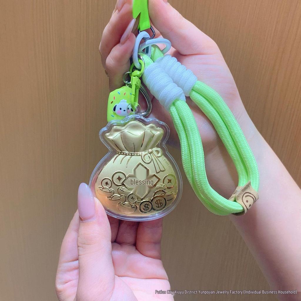 Gold Foil Treasure Pot Keyring: Attracts Wealth, Perfect Birthday Gift for Friends