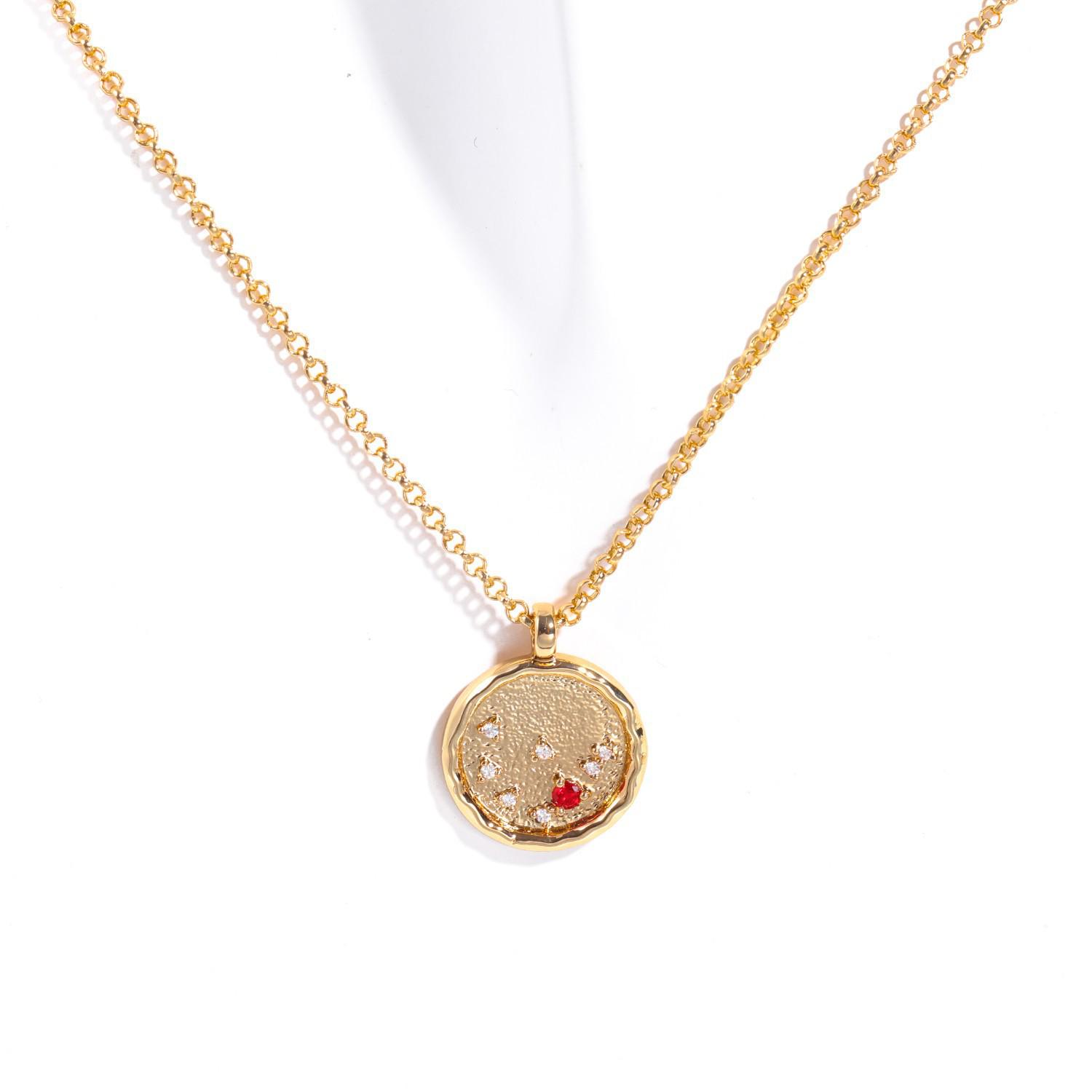 In-Stock 18K Gold-Plated Copper Necklace: December Zircon Birthstone & 12 Constellations