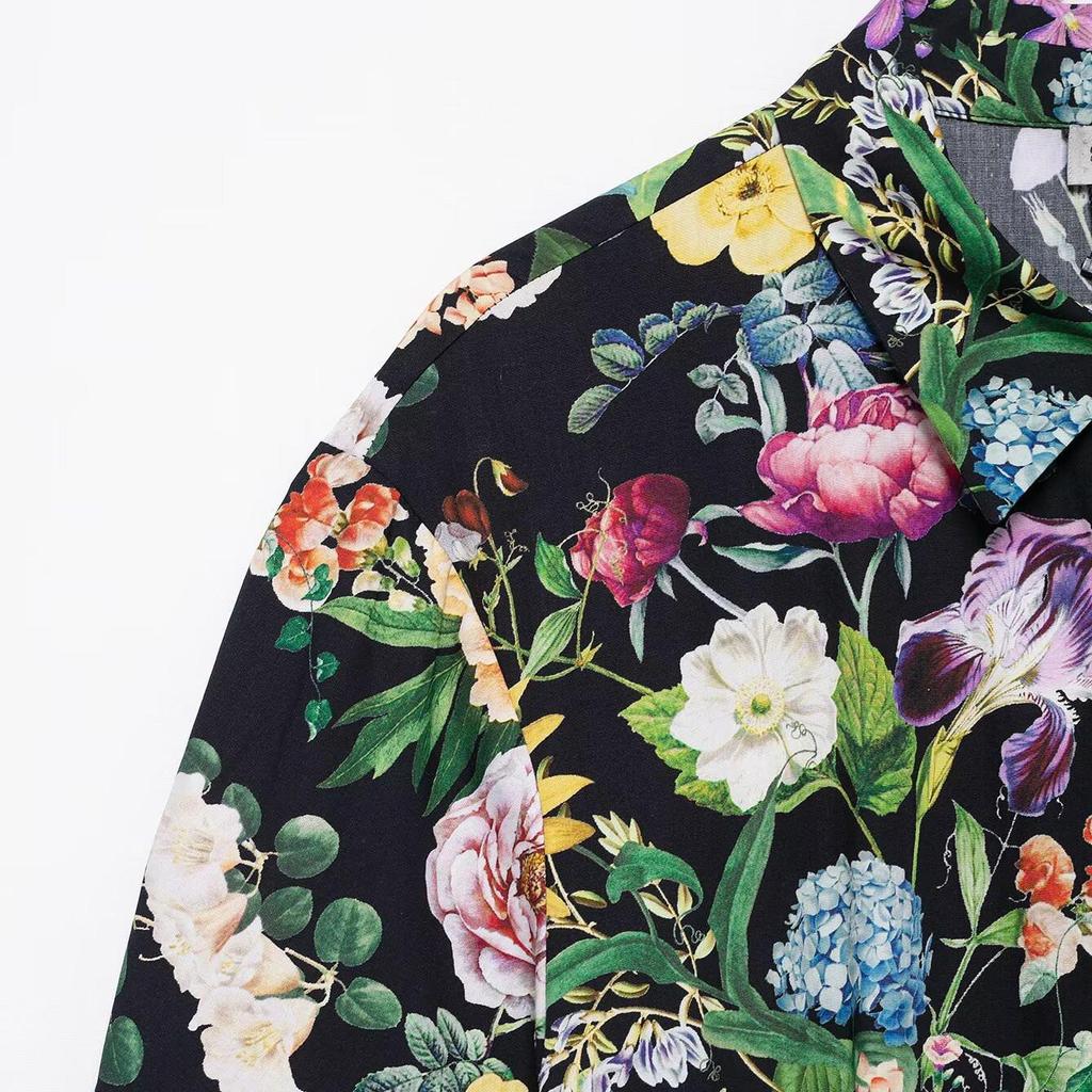 Spring 2025 Women's Floral Print Slim Fit Poplin Midi Dress