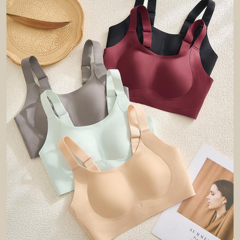 Invisible Bra Women's Jelly Soft Support Underwear Thin Large-sized Full-cup Bra Push Up Bra