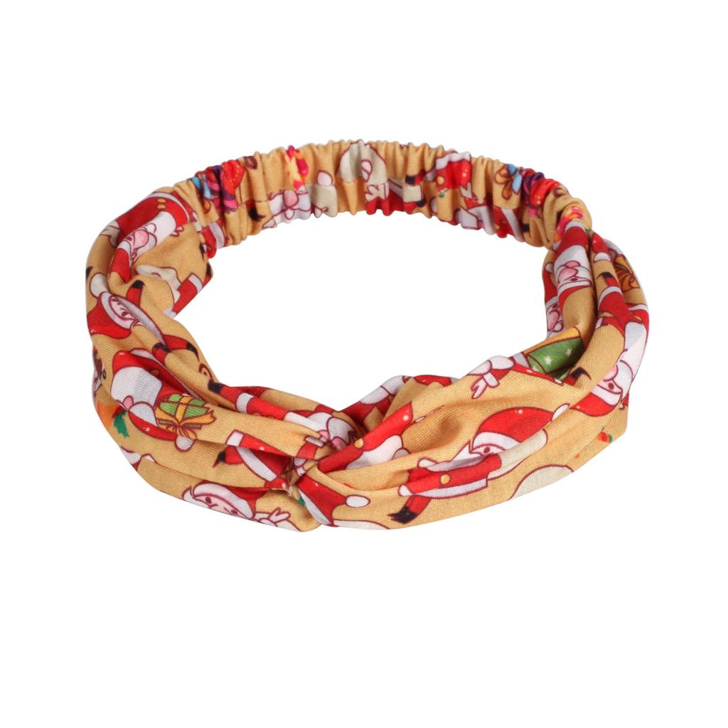 Elastic Santa Claus & Reindeer Print Headband with Bells - European & American Style Hair Accessory
